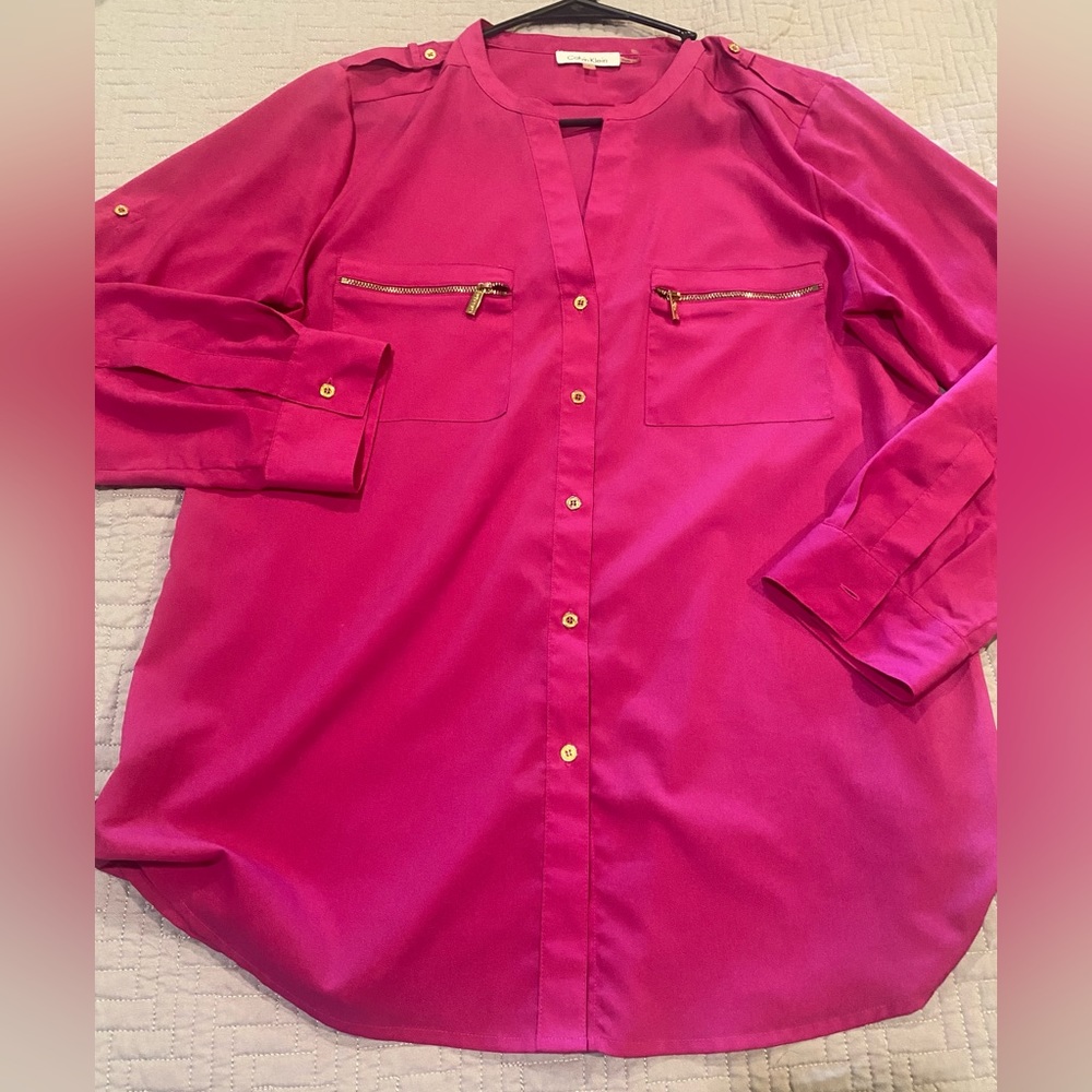 Fuchsia Calvin Klein oversize shirt Size L